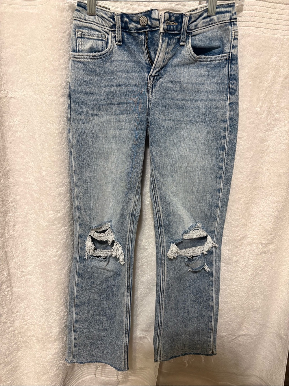 Flying Monkey Light Blue Distressed Ankle Crop Jeans